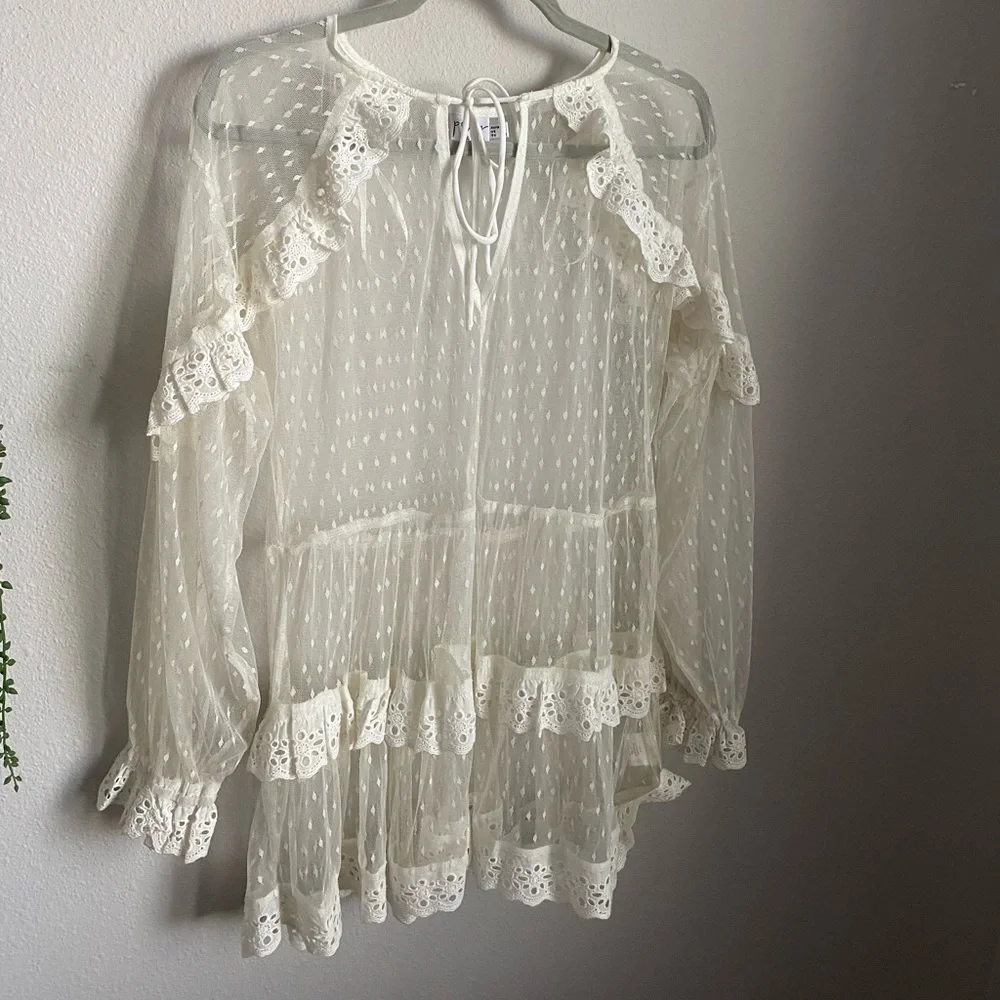 NWOT - PRINCESS POLLY - WHITE MESH COVER UP - Picture 4 of 9